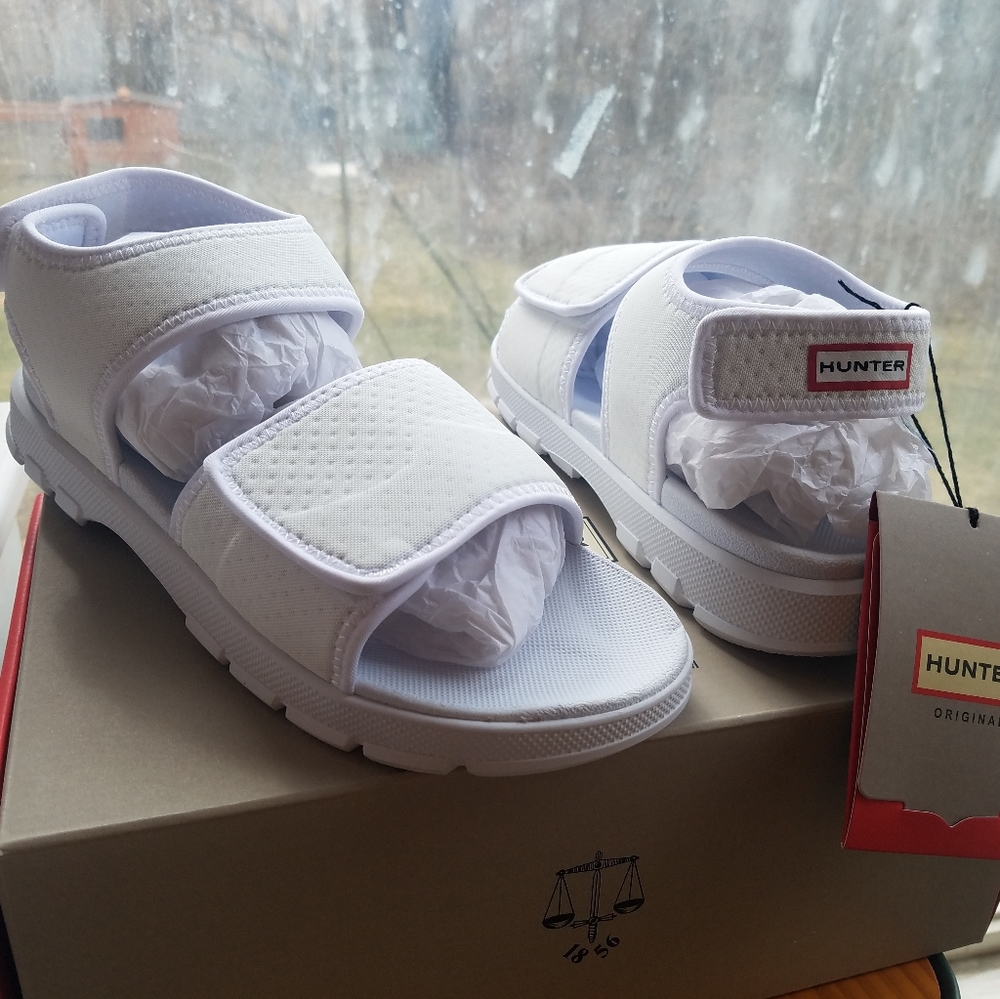 Hunter Boots NWT White Sandals Mens Size 8